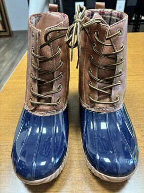 JBU by Jambu Nala Women's Duck Boots Size 11 Saddle Black Lace Up NEW